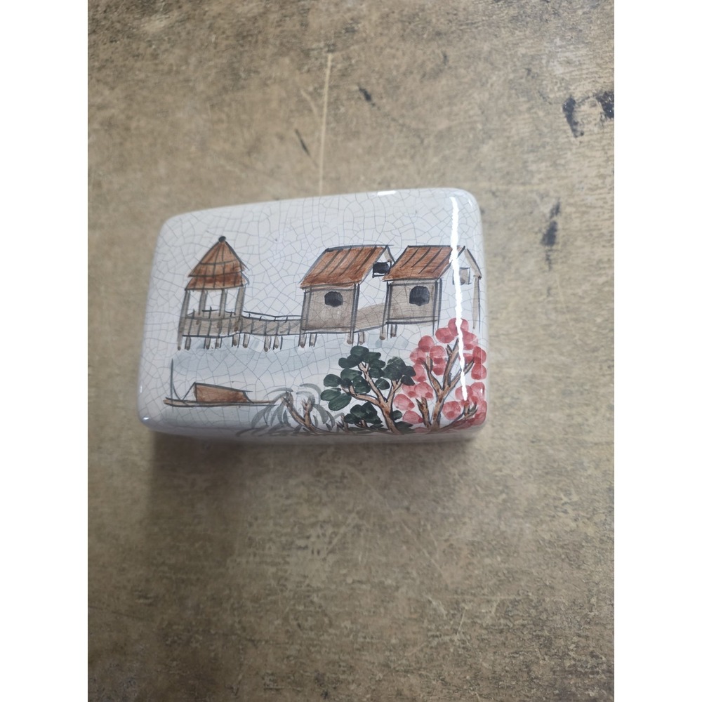 Vintage Handmade Hand Painted China Trinket Box
